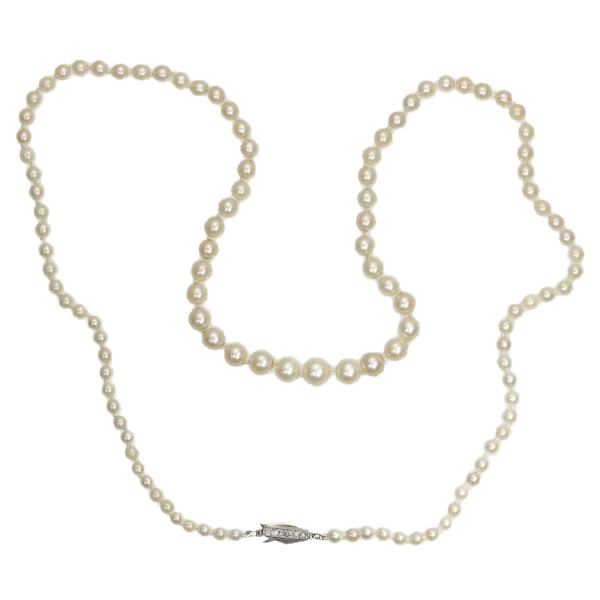 Art Deco Vintage pearl necklace with diamond closure